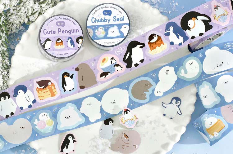 Stickers en Rollo Polar Letter Cute Penguin