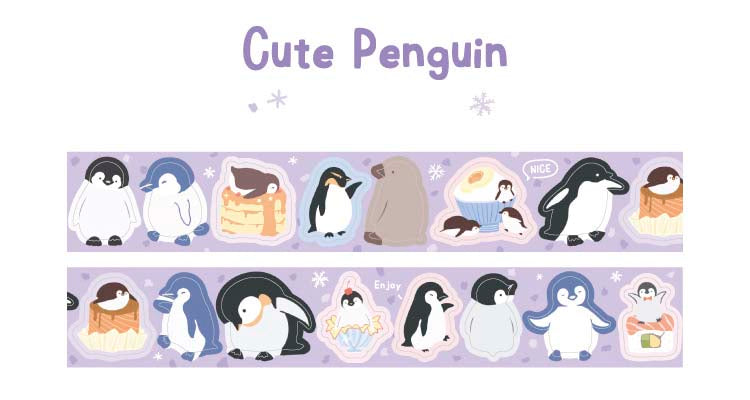 Stickers en Rollo Polar Letter Cute Penguin