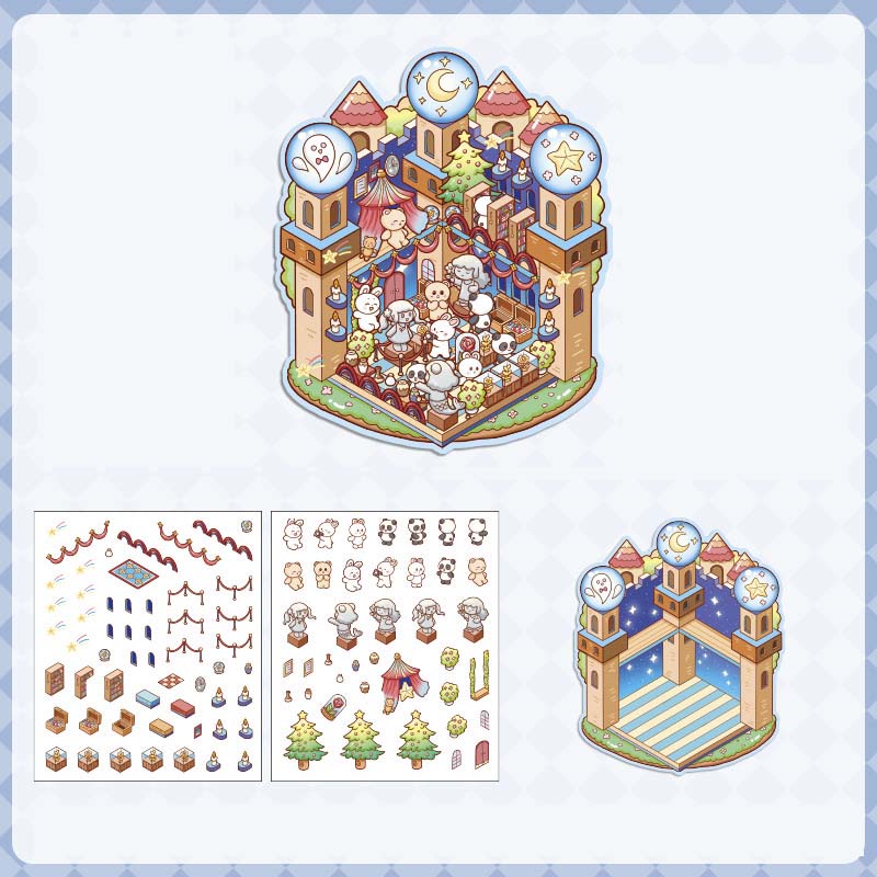Stickers Escenario 3D Rainbow Castle Galaxy Castle