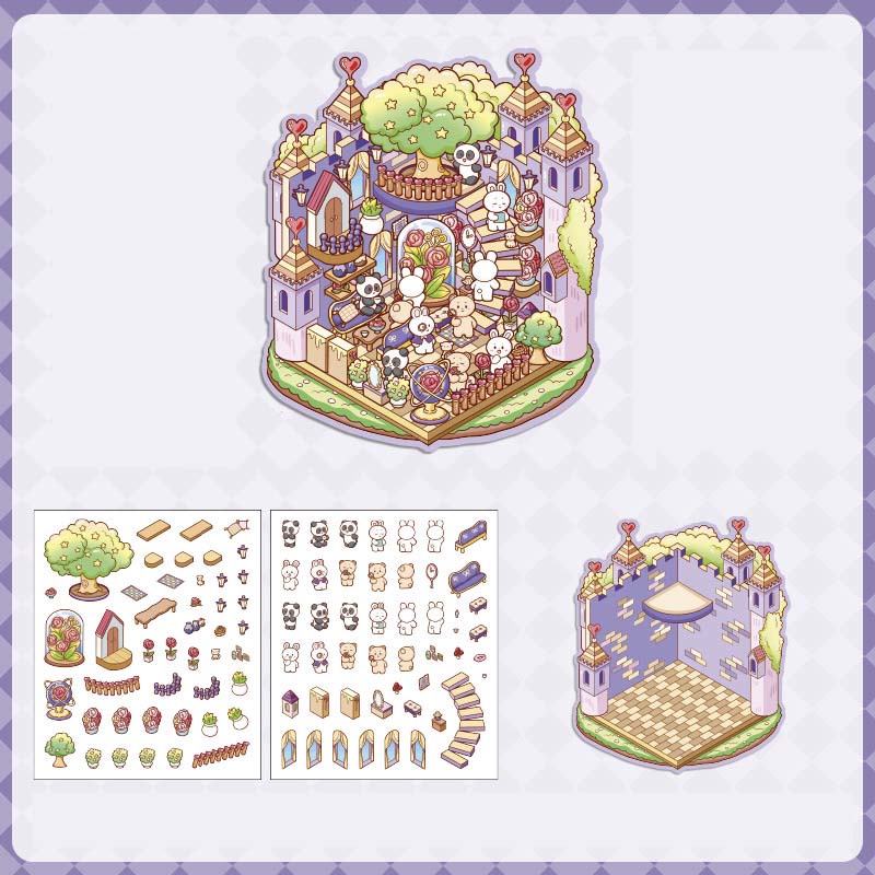 Stickers Escenario 3D Rainbow Castle Purple Dream Castle