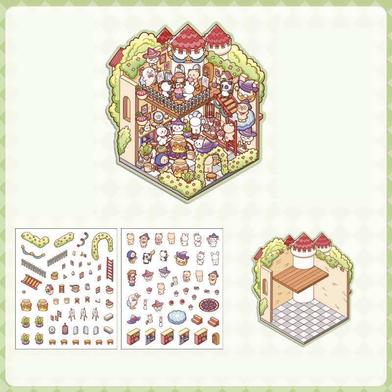 Stickers Escenario 3D Rainbow Castle Wind Chime Villa
