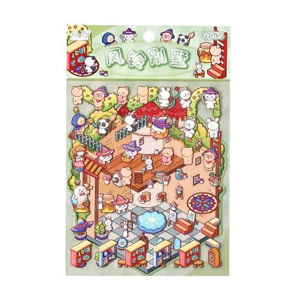 Stickers Escenario 3D Rainbow Castle Wind Chime Villa