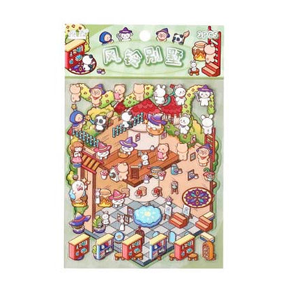 Stickers Escenario 3D Rainbow Castle Wind Chime Villa