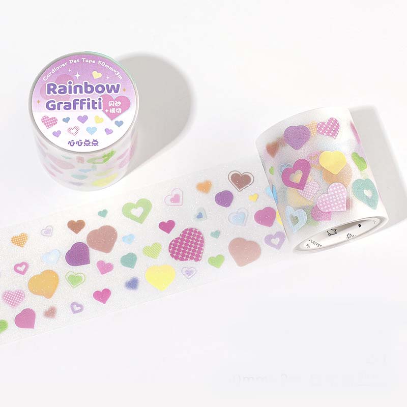 Stickers en Rollo Rainbow Graffiti Hearts