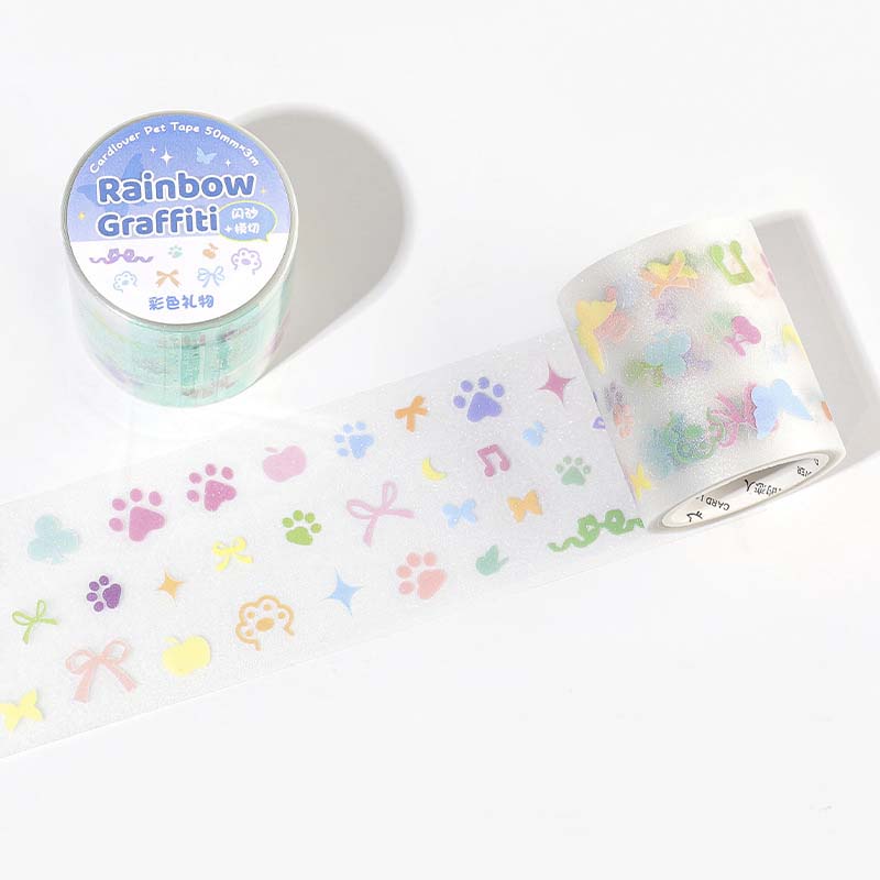 Stickers en Rollo Rainbow Graffiti Paws