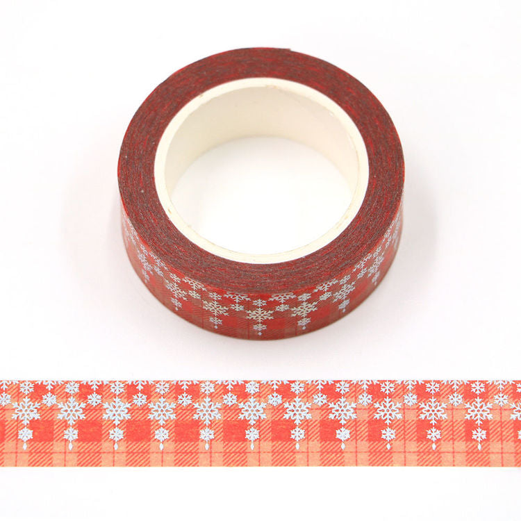 Washi Tape Foil Red Tartan Snowflake