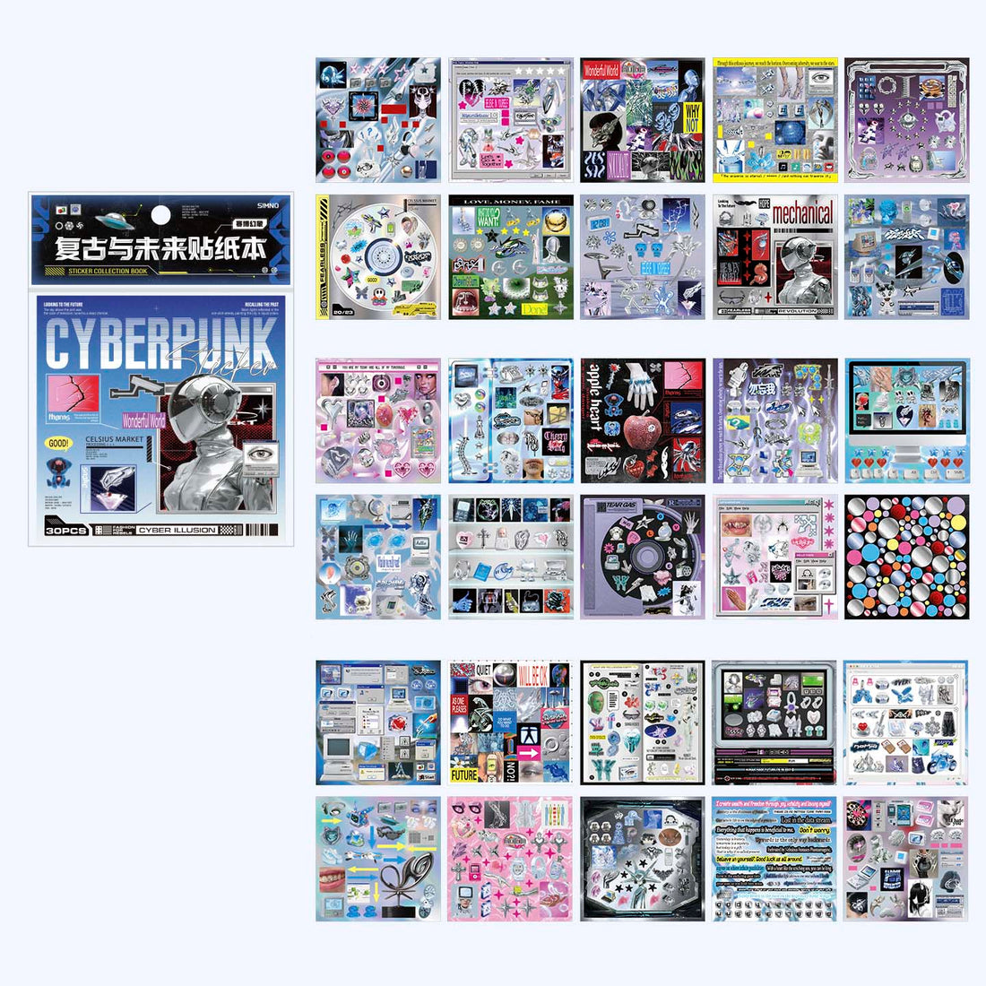 Librillo de Stickers Retro And Future Cyberpunk