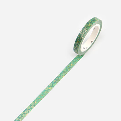 Washi Tape Slim Foil Green Clover