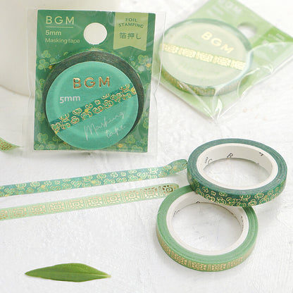 Washi Tape Slim Foil Green Clover