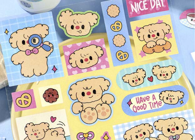 Stickers Sweet Cookie Leisure Puppy