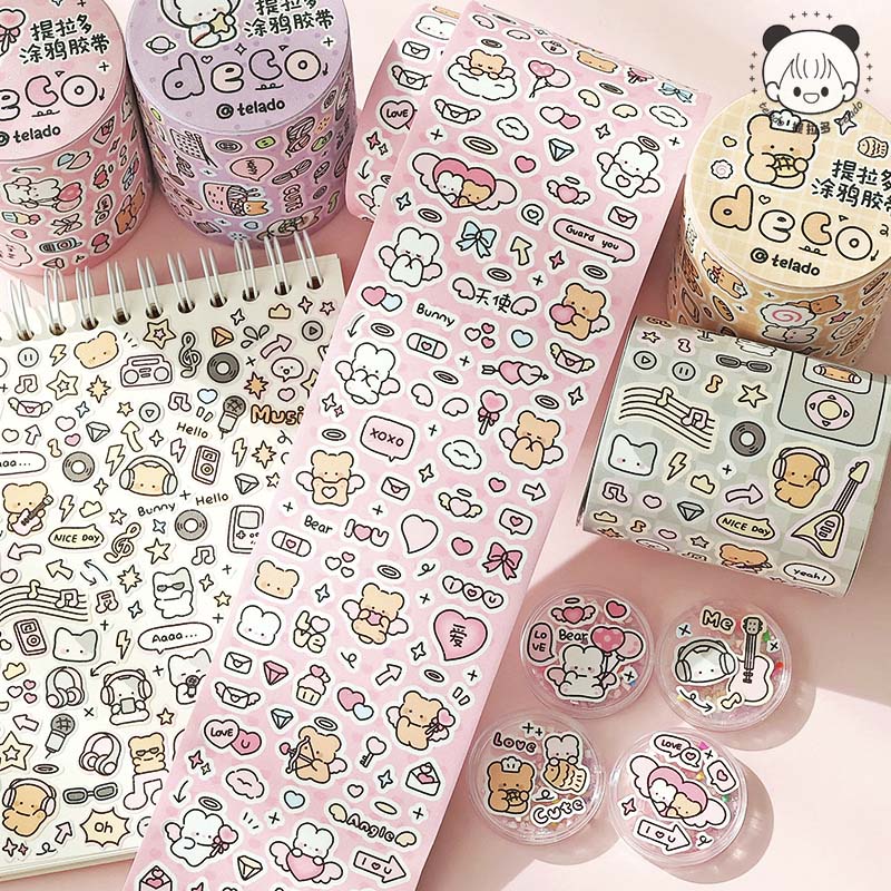 Stickers en Rollo Cute Doodles Space Cats