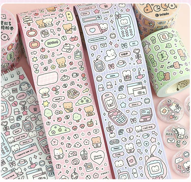 Stickers en Rollo Cute Doodles Sakura Season