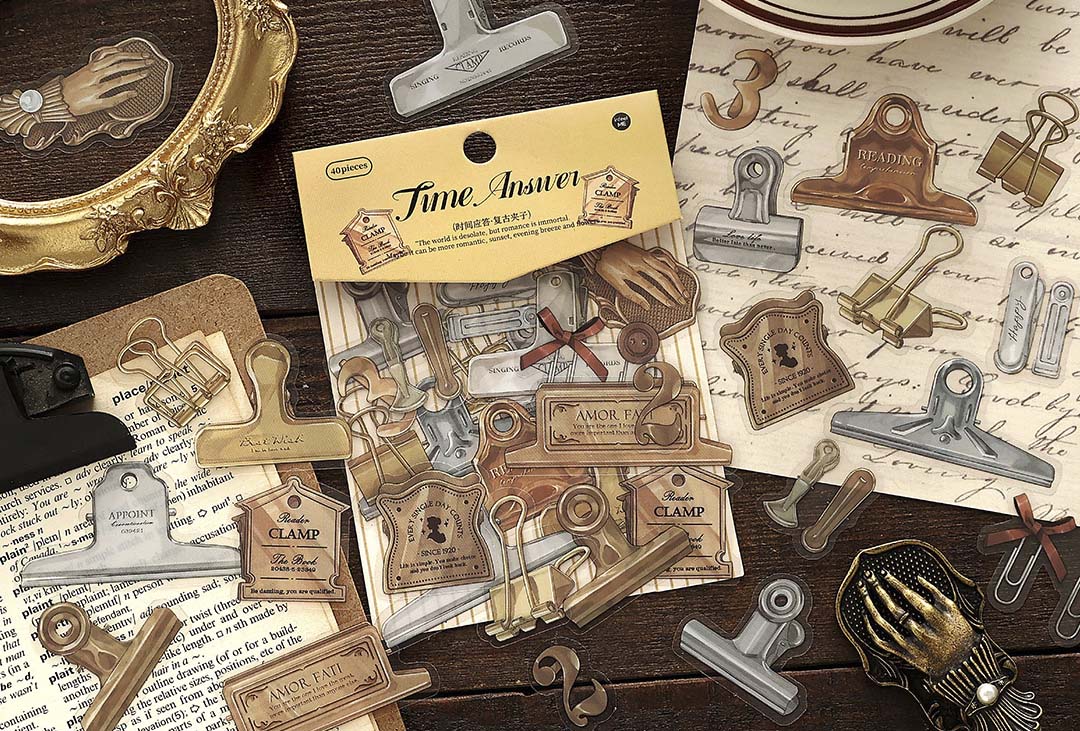Stickers Time Answer Brass Clips
