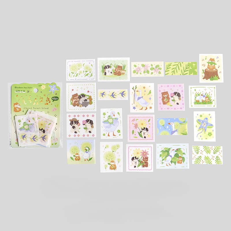 Stickers Vibrant Forest Island Green Jungle