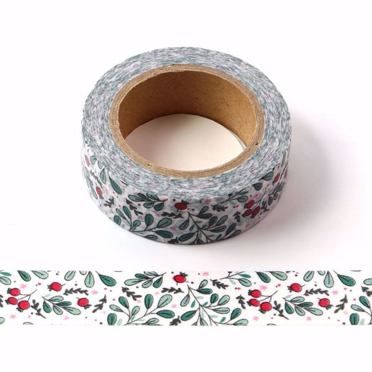 Washi Tape Red Bud Green Leaf