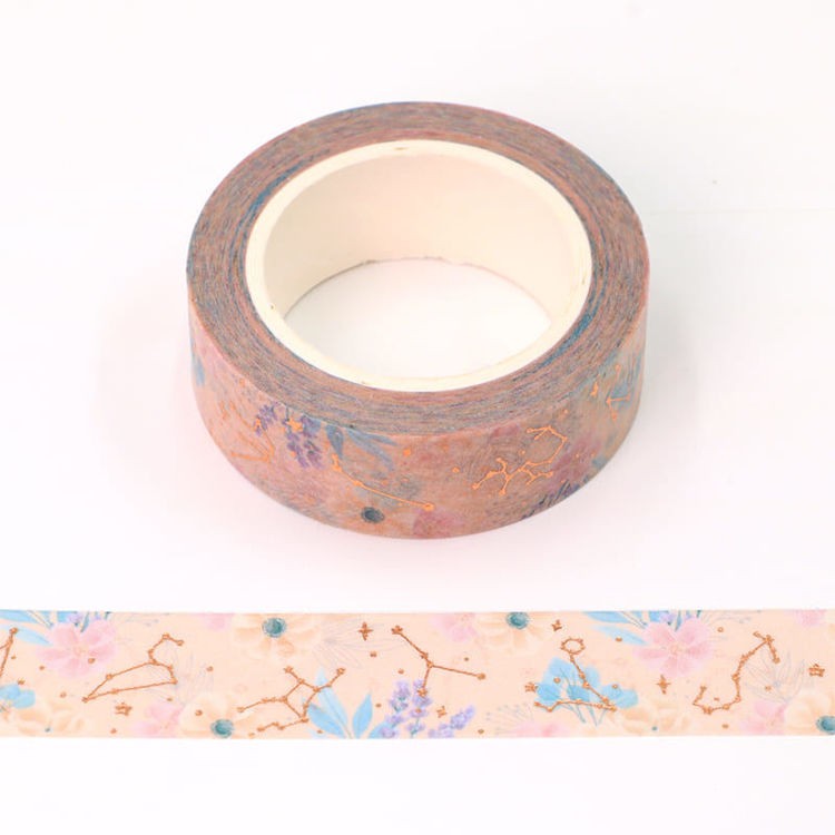Washi Tape Foil Floral &amp; Constellations Pink