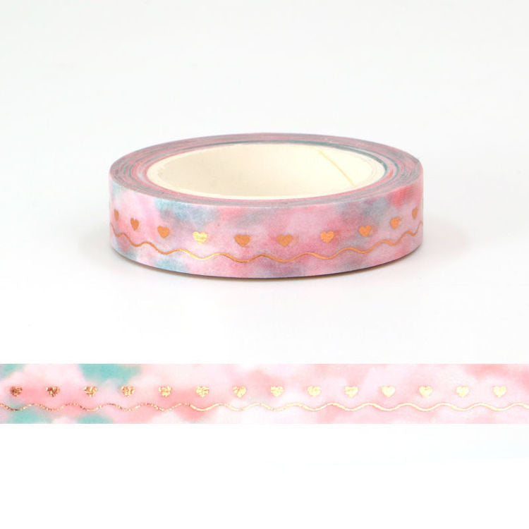 Washi Tape Foil Blue Pink Cloud Heart Ripples