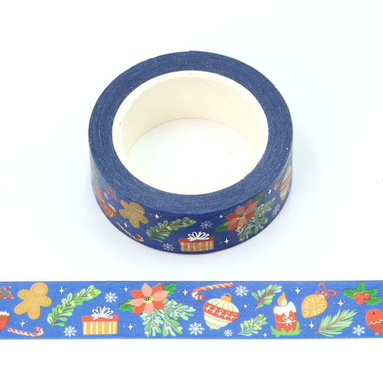 Washi Tape Foil Blue Christmas