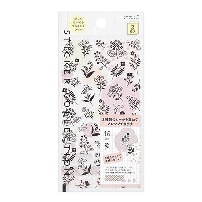 Stickers Two Sheets Monotone Flower