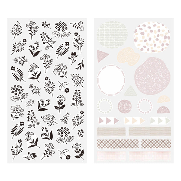 Stickers Two Sheets Monotone Flower