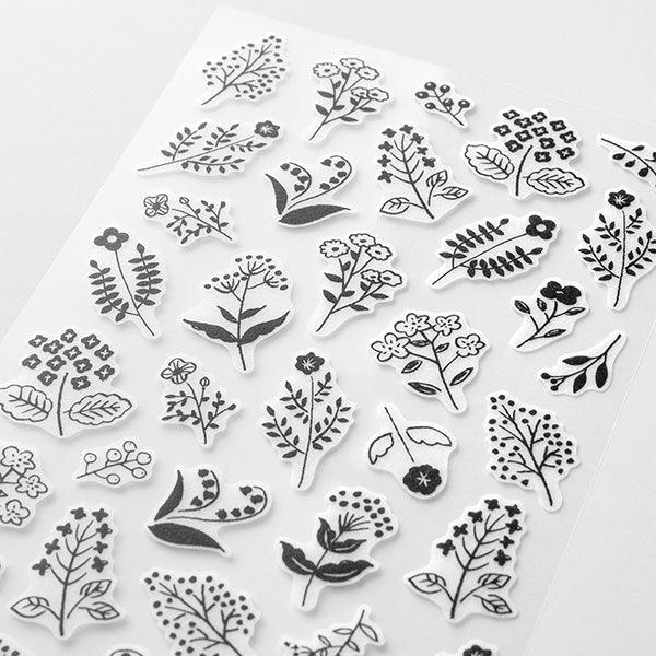 Stickers Two Sheets Monotone Flower