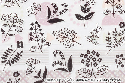 Stickers Two Sheets Monotone Flower