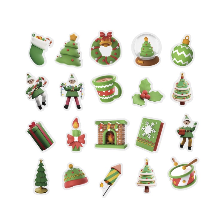 Stickers Christmas 3D Leaf Adventures